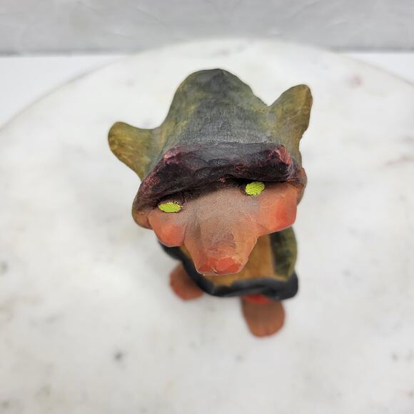 Henning Norway Hand Carved Troll Figurine Signed Vintage Wood Folk Art 7520 - Picture 2 of 11
